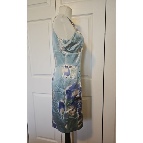 NWT Ann Taylor Silk Halter Dress Womens 4 Petite Watercolor Blue Green Wedding - Picture 15 of 16